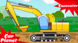 The Yellow Excavator digging a Big Hole - Diggers Cartoons - Vehicle ...