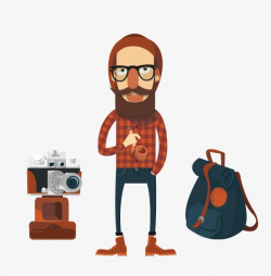 Traveler, Jacket With Hat, Camera, Backpack PNG Image and Clipart ...