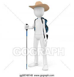 Stock Illustration - 3d man mountain climber tourist with a backpack ...