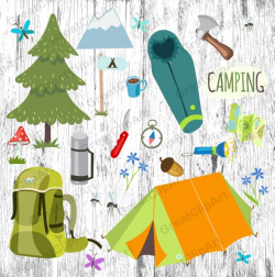 25 Camping clipart, tent clipart, sleeping bag clipart, mountain ...