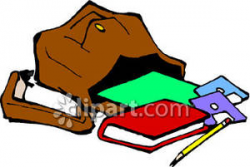 A School Bag Spilling Open with Books Royalty Free Clipart Picture