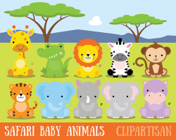 Safari Baby Animals Clipart / Jungle Animals Clipart / Zoo