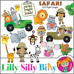 Safari Clipart Bundle. 85 BLACK AND WHITE & Color Images. {Lilly ...