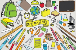 Back to School Clipart - school supplies clipart, backpack, science ...
