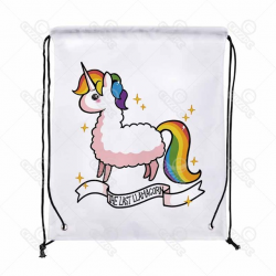 Bling Cute Rainbow Alpaca Unicorn Print Drawstring Backpack Shopping ...
