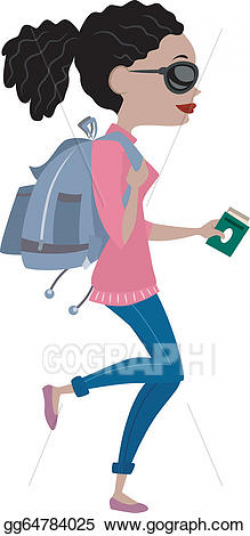 Vector Art - Girl traveling with backpack. Clipart Drawing ...