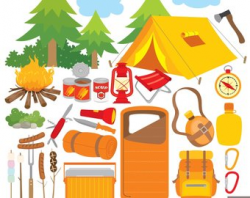 Camping Backpacks Digital Clipart Sleeping Bag Clipart
