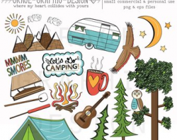 25 Camping clipart, tent clipart, sleeping bag clipart, mountain ...