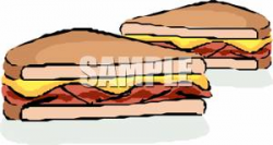 Clip Art Image: A Breakfast Sandwich with Bacon and Egg Cut In Half