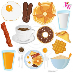 Breakfast Food Digital Clipart, Breakfast Clip art, Donut ...