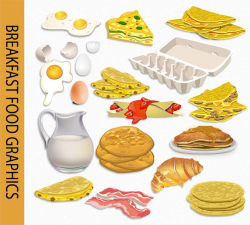 Breakfast Clip Art Graphic Food Clipart Scrapbook Egg Milk Pancake ...