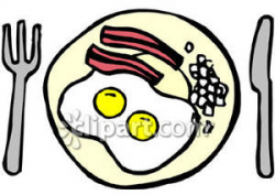 Eggs and Bacon on a Plate - Royalty Free Clipart Picture
