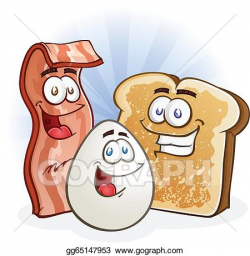 EPS Illustration - Bacon egg and toast cartoons. Vector Clipart ...