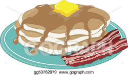 Drawing - Pancakes bacon. Clipart Drawing gg53762979 - GoGraph
