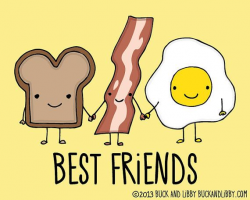 Toast, Bacon, and Eggs Breakfast Best Friends Frameable Illustration ...