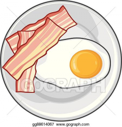 Vector Clipart - Fried egg with bacon on plate. Vector Illustration ...