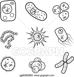 Vector Art - Set of biology cells, bacteria and virus icons. Clipart ...