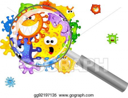 Vector Clipart - Bacteria under a magnifying glass. Vector ...