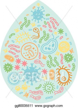 Vector Art - Bacteria and virus icons in a water drop. . Clipart ...