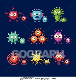 Vector Stock - Cute germ. set, bacteria, virus, microbe ...