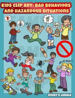 Kids clip art: bad behaviors and hazardous situations | Clip art