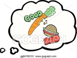 Vector Art - Thought bubble cartoon good and bad food. EPS clipart ...
