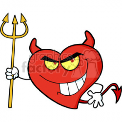 102563-Cartoon-Clipart-Bad-Devil-Heart-Character-With-A-Trident clipart.  Royalty-free clipart # 383970