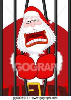 Vector Art - Santa claus prisoner. christmas in prison. window in ...