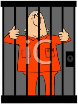 A Criminal Locked Up In Jail - Royalty Free Clipart Picture