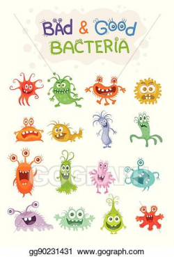 Vector Art - Good bacteria and bad bacteria cartoon ...
