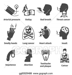 Vector Illustration - Dangers of smoking icons. EPS Clipart ...