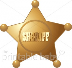 Gold Sheriff's Badge Clipart | Cowboy Baby Clipart