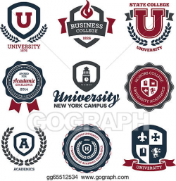 Vector Clipart - University and college crests. Vector Illustration ...