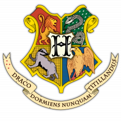 The coat of arms of Hogwarts, representing the four Houses ...