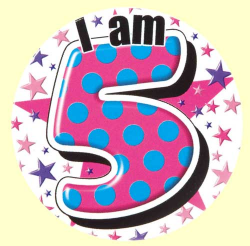 5th Birthday Badge Pink | Party Wizard