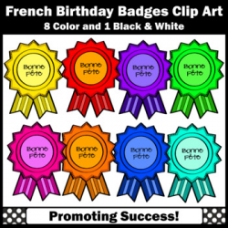 Happy Birthday Clipart in FRENCH, SPS by Promoting Success | TpT