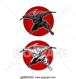 Stock Illustration - Vintage ninja mascot badge, ninjas sport logo ...