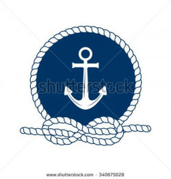 Nautical badge with anchor. Vector illustration of nautical anchor ...