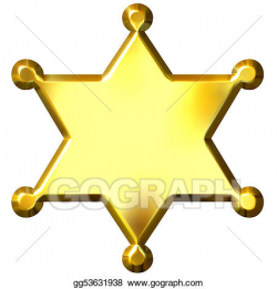 Drawing - 3d golden sheriff's badge. Clipart Drawing gg53631938 ...