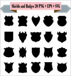 Shields and Badges Vintage Motif Shapes King Batle Pack Silhouette ...