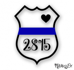 Thin Blue Line Police Wife Car Decal Sticker - Custom Badge Number ...