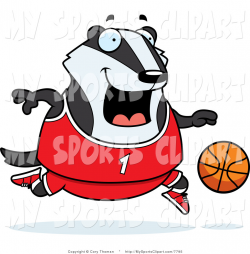 Sports Clip Art of a Badger Playing Basketball in a Red Uniform by ...