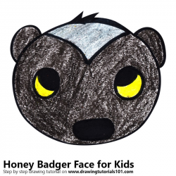 Learn How to Draw a Honey Badger Face for Kids (Animal Faces for ...