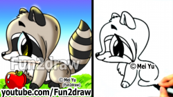 How to Draw Cartoon Characters - Cute Raccoon Easy - Draw Animals ...