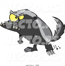 Honey Badger clipart cartoon - Pencil and in color honey badger ...