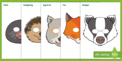 Woodland Animals Role-Play Masks - Squirrel, hedgehog, badger