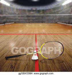 comps.gograph.com/badminton-court-with-shuttlecock...