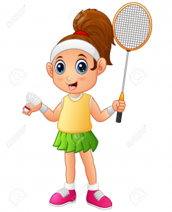 Girl Clipart Badminton#3564781