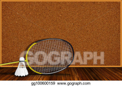 Clip Art - Badminton racket and shuttlecock with cork board and copy ...