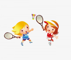 Cartoon Student Child Playing Badminton, Cartoon Characters, Play ...